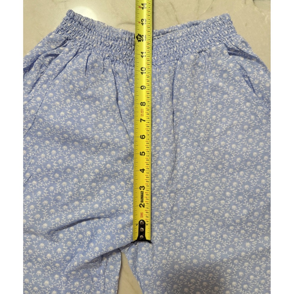 Anthropologie Mable Blue Floral Smocked Crop Top Jogger Pajama Set Womens Size S - Picture 6 of 14